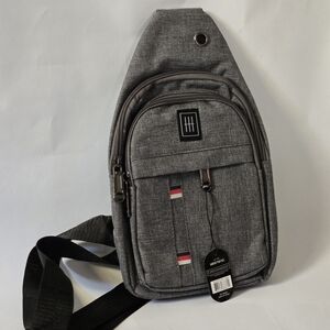 Gray Men's Sling Belt Bag with Front Pockets